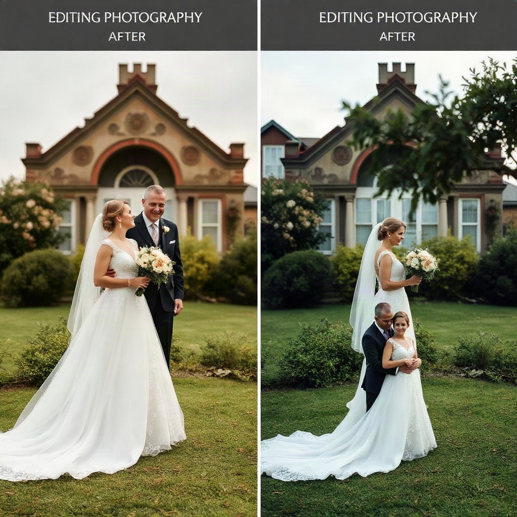 Side-by-side comparison of two wedding photography portfolios showing different editing approaches and composition styles